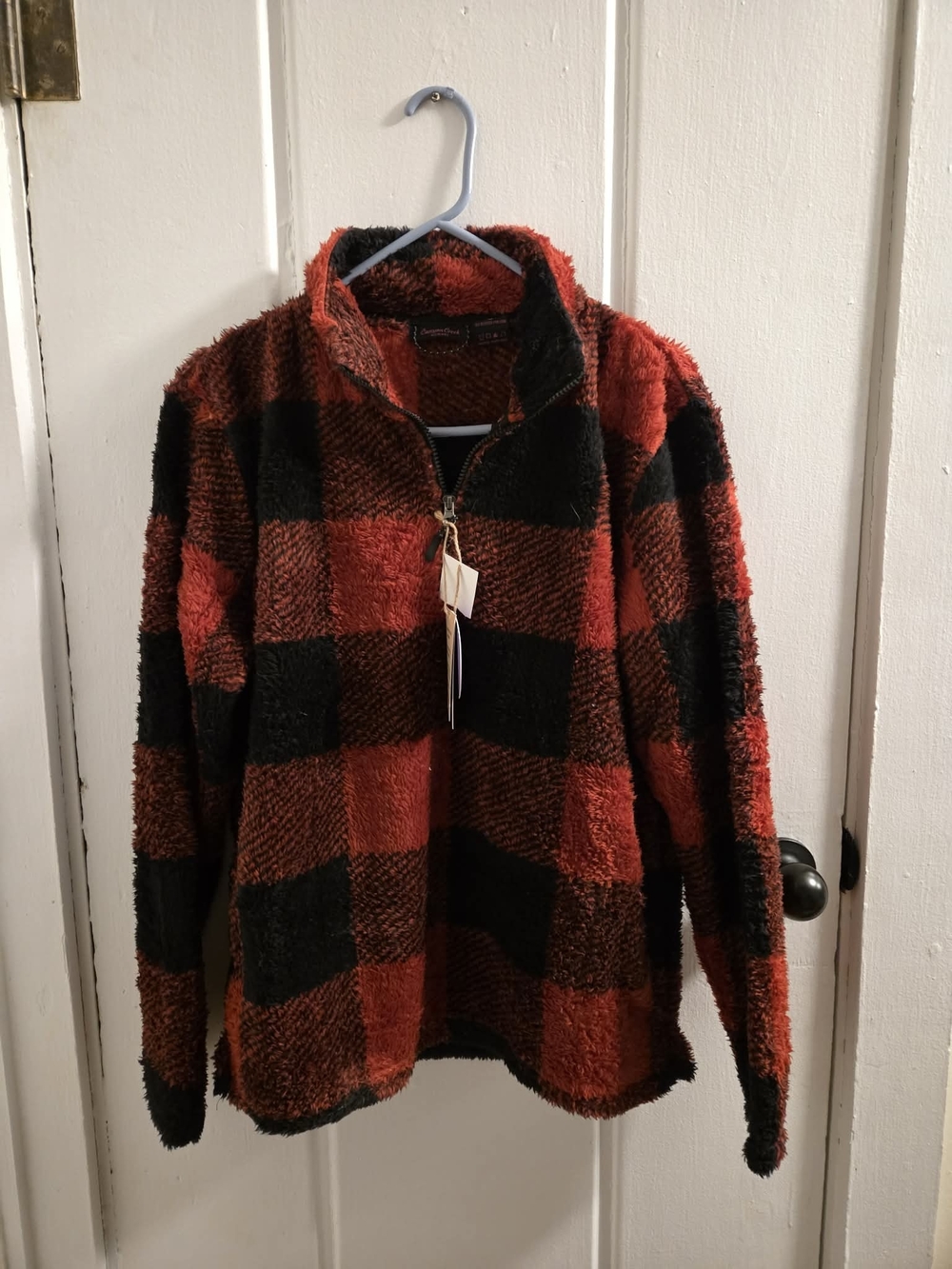Cozy Red & Black Buffalo Plaid Sherpa Pullover